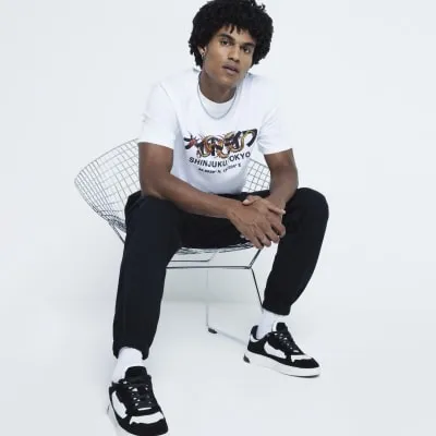 White Regular fit Japanese graphic t-shirt sold by River Island