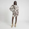 Cream Leopard Print Mini Dress sold by River Island