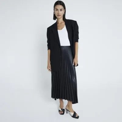 Black Pleated Midi Skirt sold by River Island