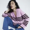 Pink button up stripe Cardigan sold by River Island