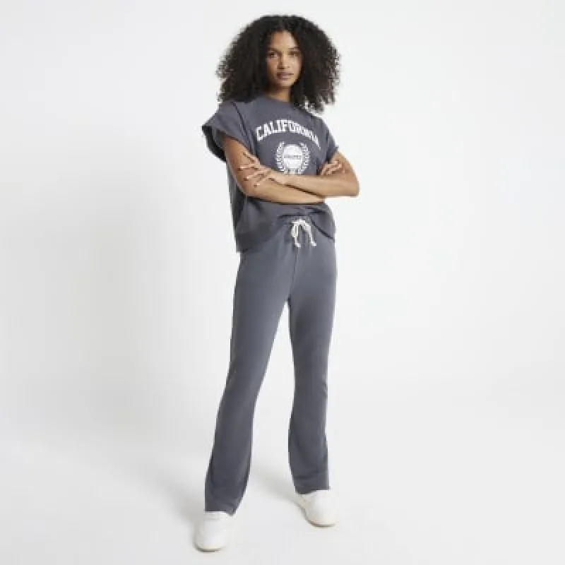 Grey Washed bootcut joggers sold by River Island
