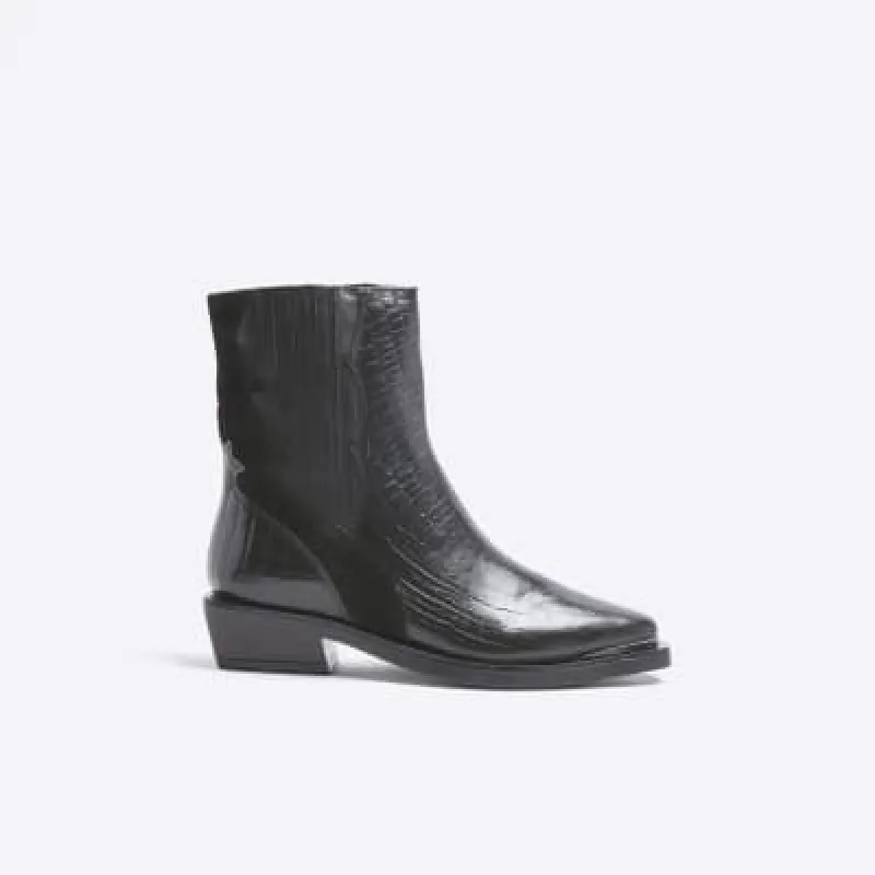 Black Chelsea Western Ankle Boots sold by River Island