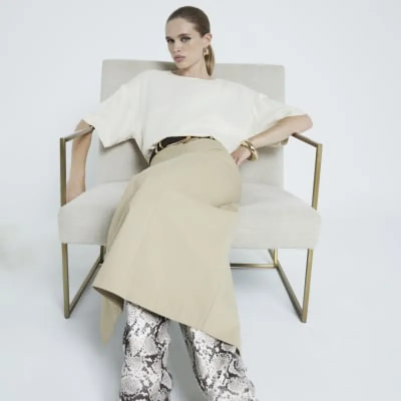 Cream Satin Oversized T-shirt sold by River Island