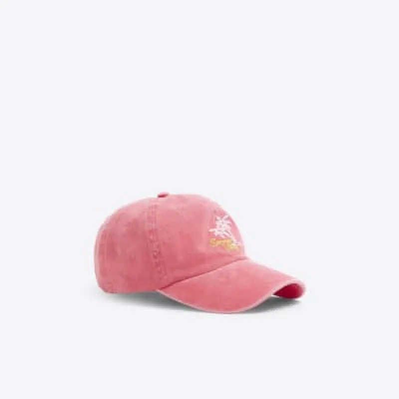 Pink Summer Vibes Embroidered Cap sold by River Island