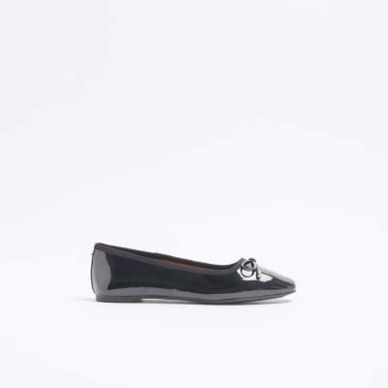 Black Patent Bow Ballet Pumps sold by River Island