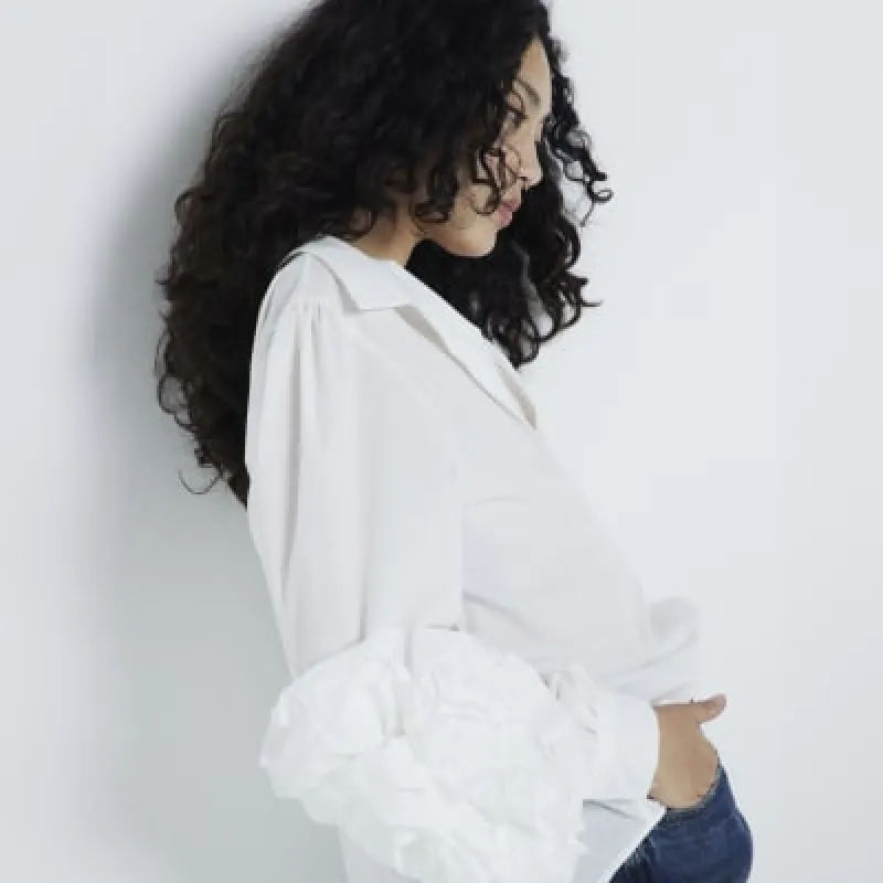 White frill Long sleeve Shirt sold by River Island
