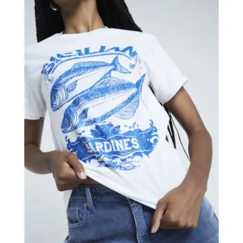 White Sardines graphic T-shirt sold by River Island