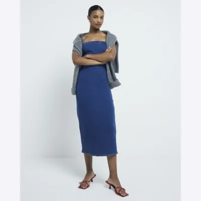 Blue Denim Bodycon Midi Dress sold by River Island