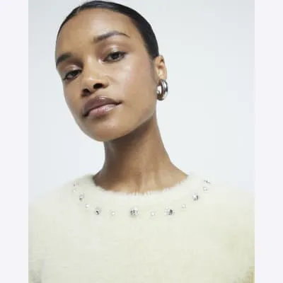 Yellow fluffy knit t-shirt sold by River Island