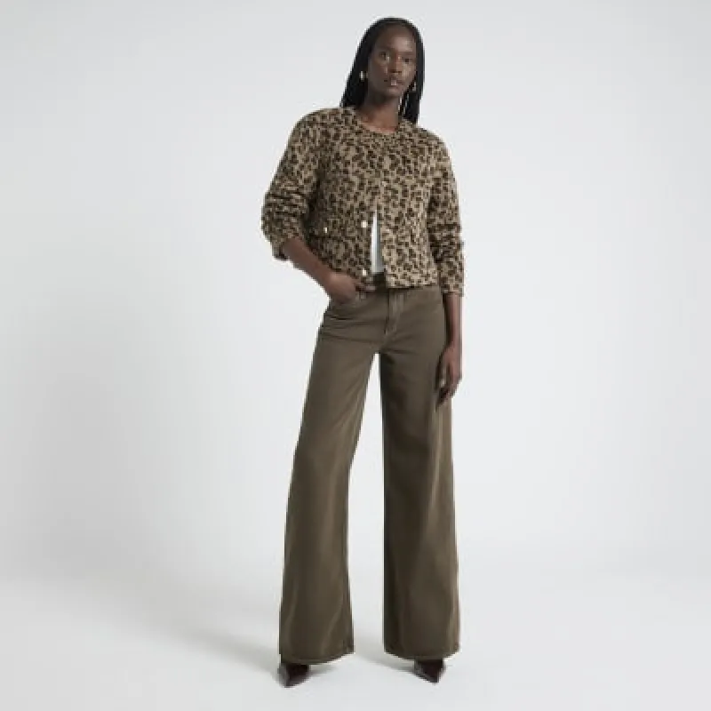 Brown Mid Rise Wide Leg jeans made by River Island