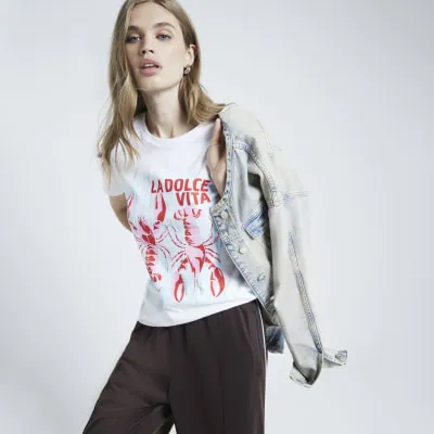 White Lobster graphic t-shirt sold by River Island