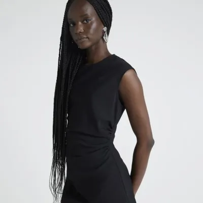 Black Ruched Asymmetric Top sold by River Island