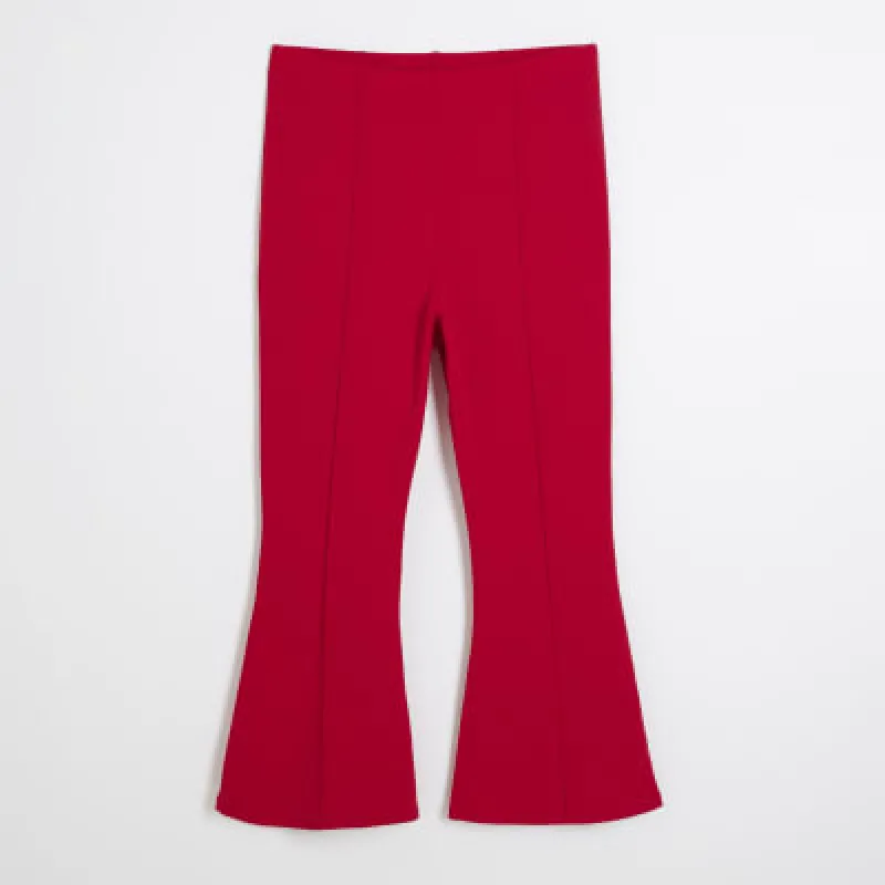 Petite Red Bootcut Cropped Trousers sold by River Island