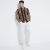 Brown Regular Fit Striped Ottoman Shirt sold by River Island