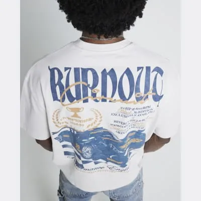 Stone oversized Burnout graphic t-shirt sold by River Island