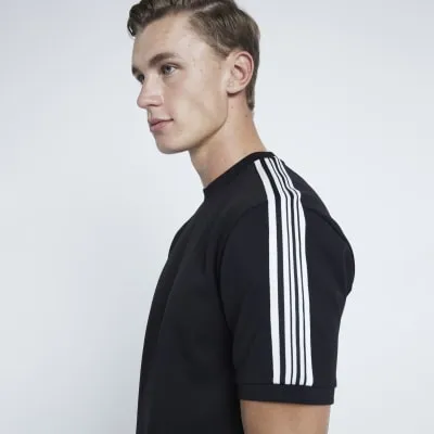 Black Slim Fit Taped T-Shirt sold by River Island