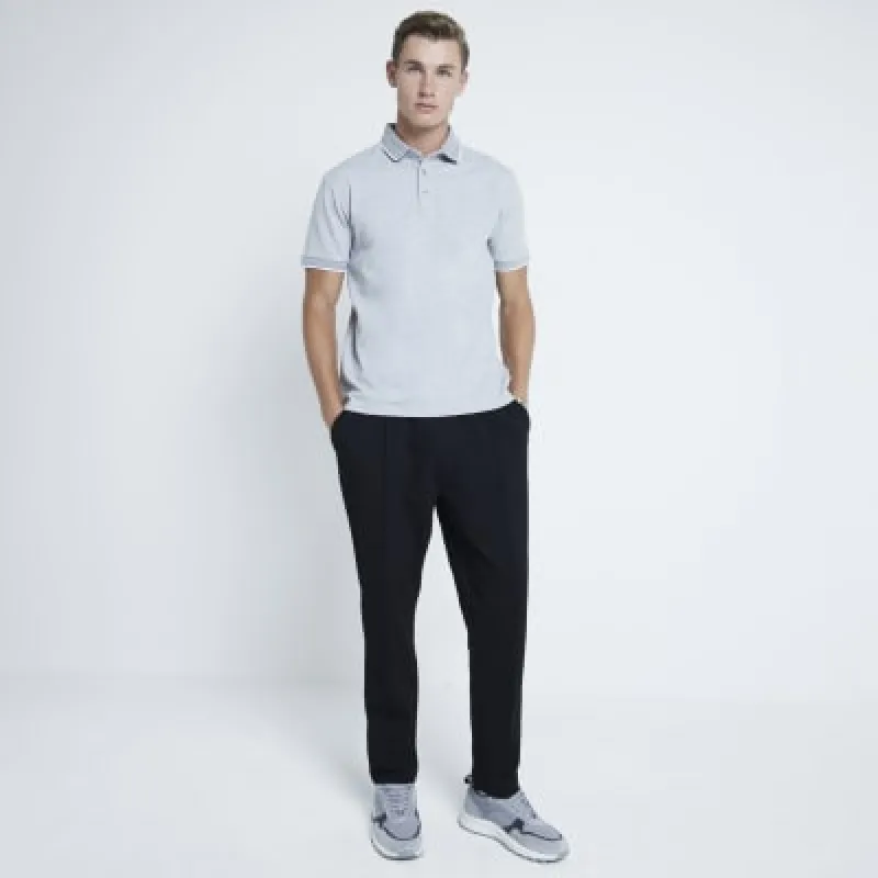 Grey Pique Slim Fit Polo Shirt sold by River Island