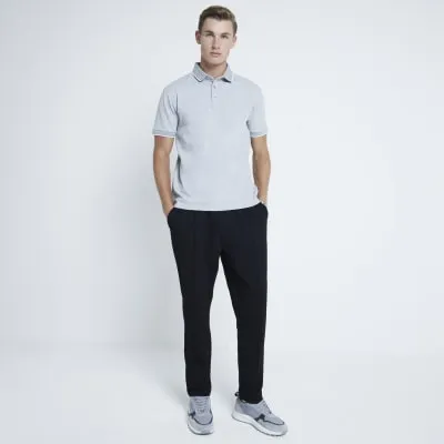 Grey Pique Slim Fit Polo Shirt sold by River Island