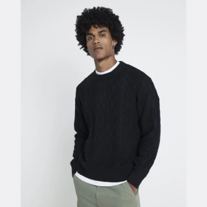 Black Cable Knit jumper sold by River Island