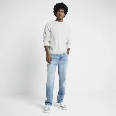 Grey Midweight Cable Knit Jumper sold by River Island