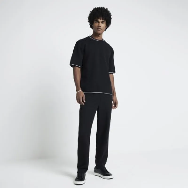 Black Oversized fit Boucle T-shirt sold by River Island