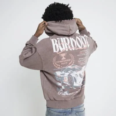 Brown oversized fit Burnout graphic Hoodie sold by River Island