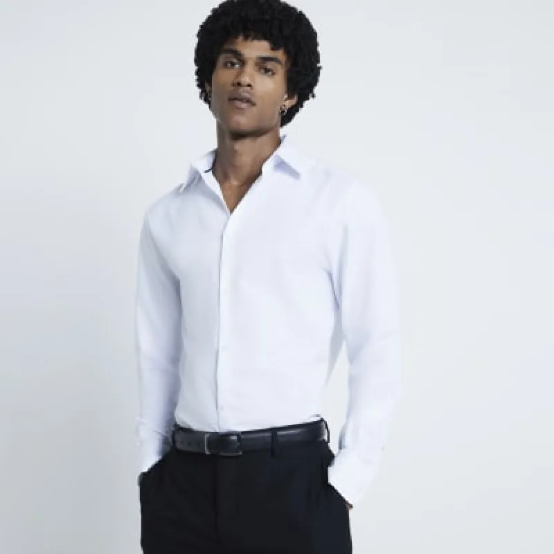 White Premium Slim Fit Shirt sold by River Island