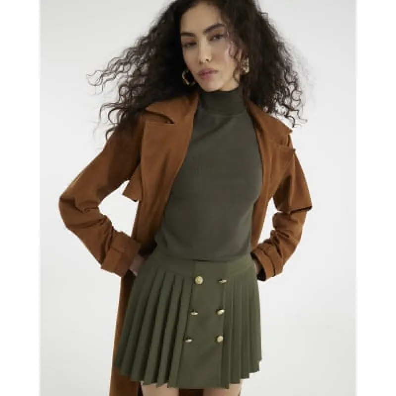 Khaki Pleated Military Mini Skirt sold by River Island