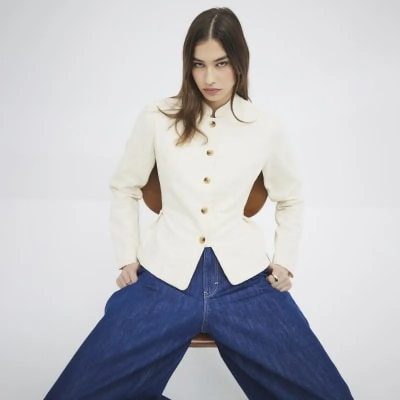 Cream Embroidered Lace Jacket sold by River Island