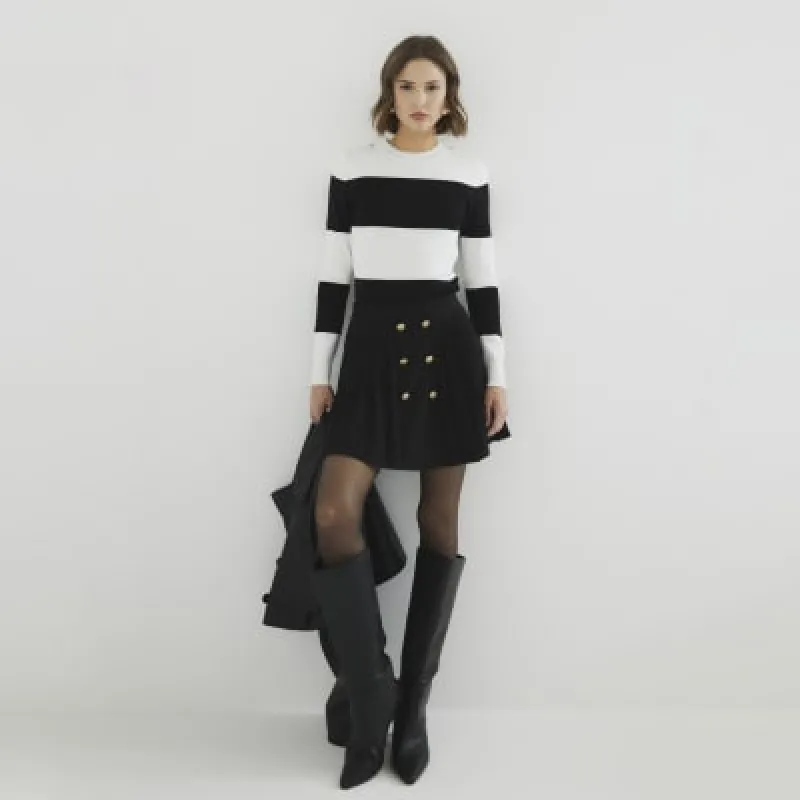 Black Pleated Military Mini Skirt sold by River Island