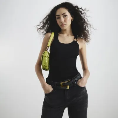 Black Buckle Tank Top sold by River Island