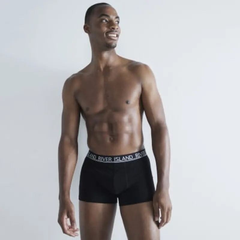 4 Pack Black Double Tipped Trunks sold by River Island