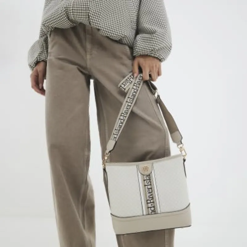 Beige Faux Leather RI Monogram Bag sold by River Island