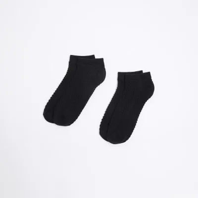Black zig zag 2 Pack Trainer Socks sold by River Island