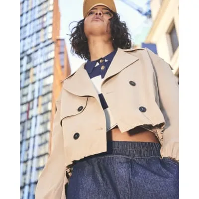 Beige Short Bubble Hem Trench Coat sold by River Island