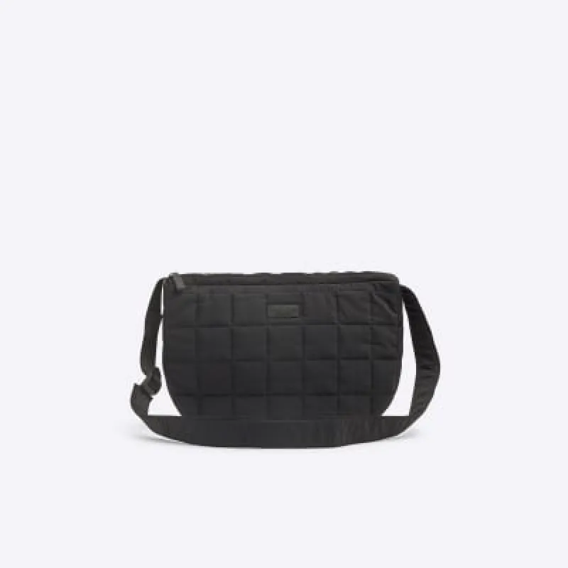 Black Quilted Luminis Sling Cross Body Bag sold by River Island