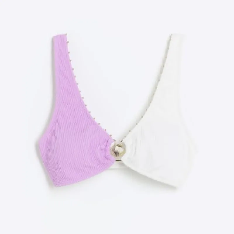 Purple Texture Bikini Top sold by River Island
