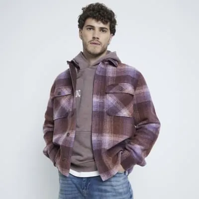 Pink regular fit check shirt sold by River Island