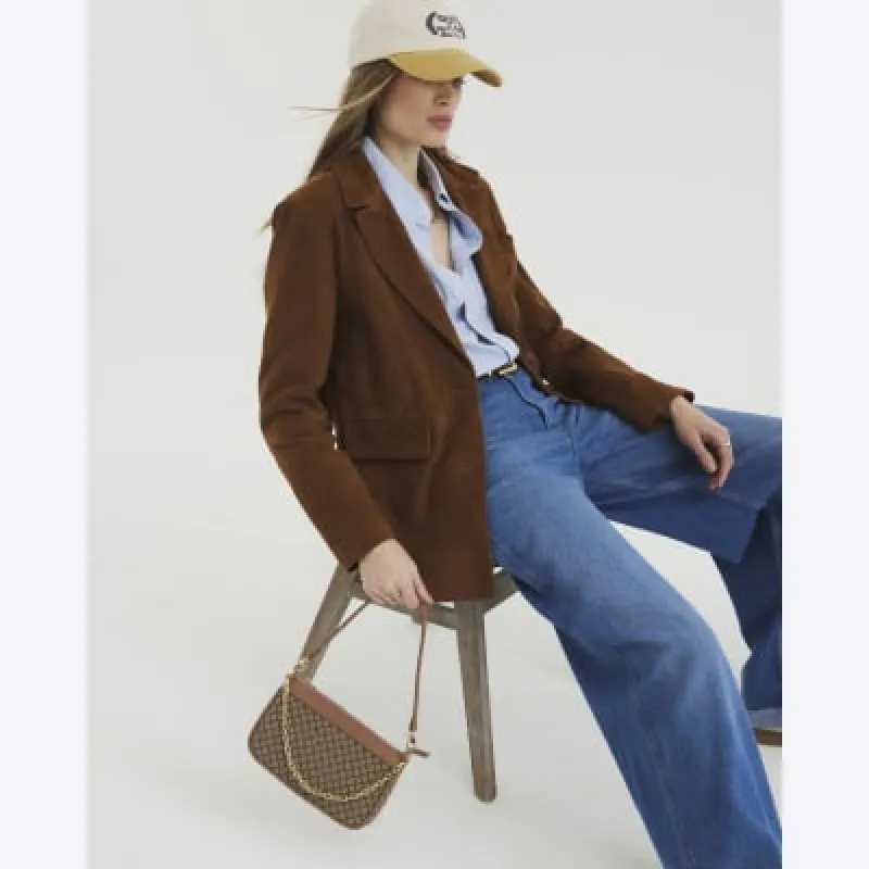 Brown Suede Oversized Blazer sold by River Island