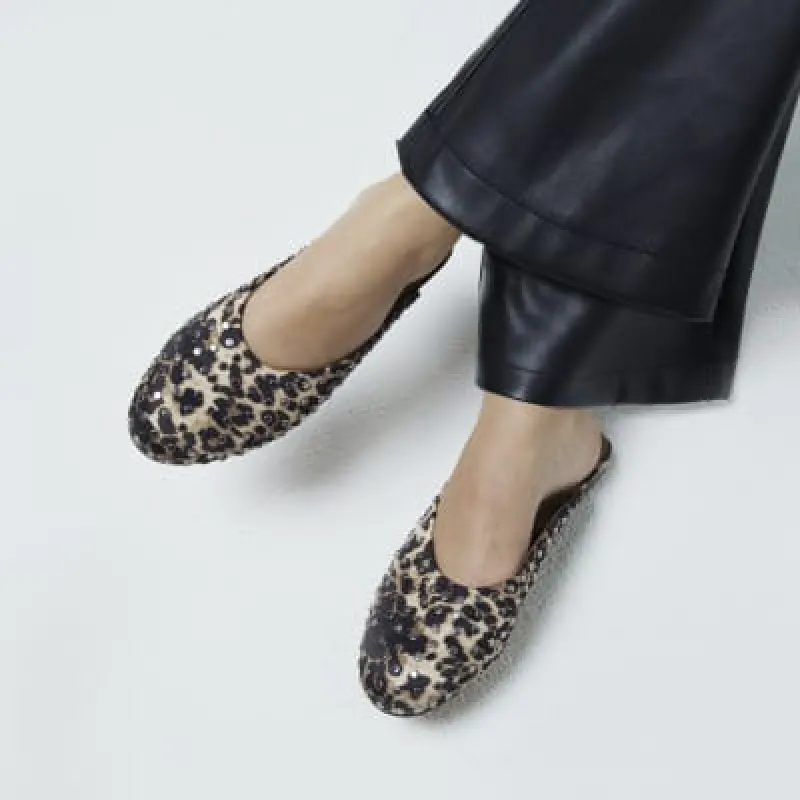 Brown Leopard print Studded Mules sold by River Island