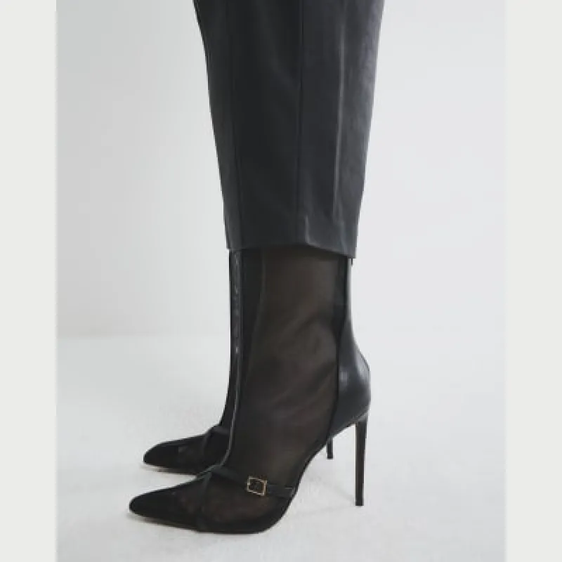 Black Mesh Heeled Ankle Boots sold by River Island