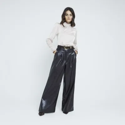 Pink Satin Ruffle Blouse sold by River Island