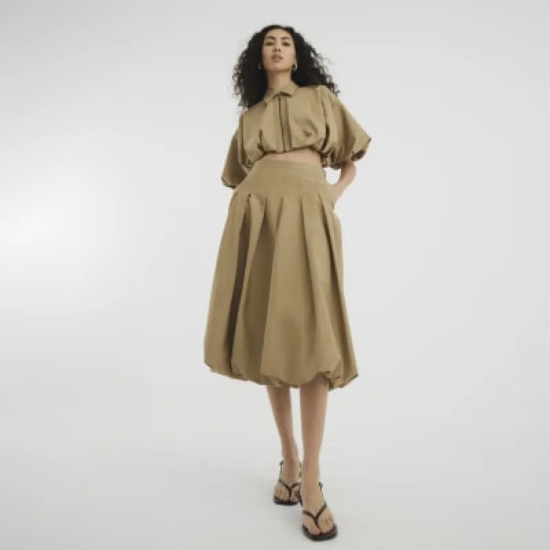 Beige Bubble Hem Midi Skirt sold by River Island