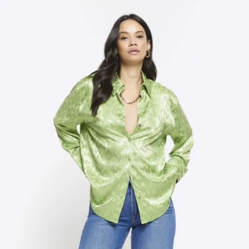 Green jacquard oversized shirt sold by River Island