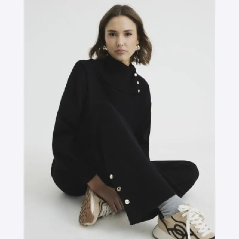Black Straight Knitted Trousers sold by River Island