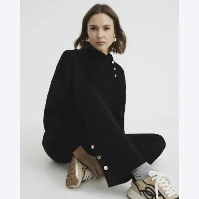 Black Straight Knitted Trousers sold by River Island