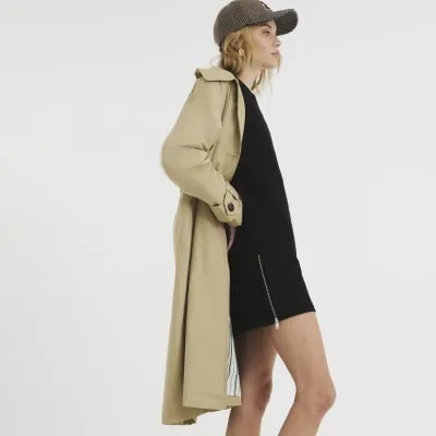 Black Long Sleeve Zip Hem Tunic Mini Dress sold by River Island