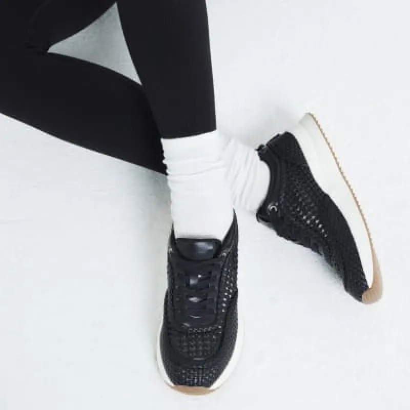 Black Woven Lace Up Trainers sold by River Island