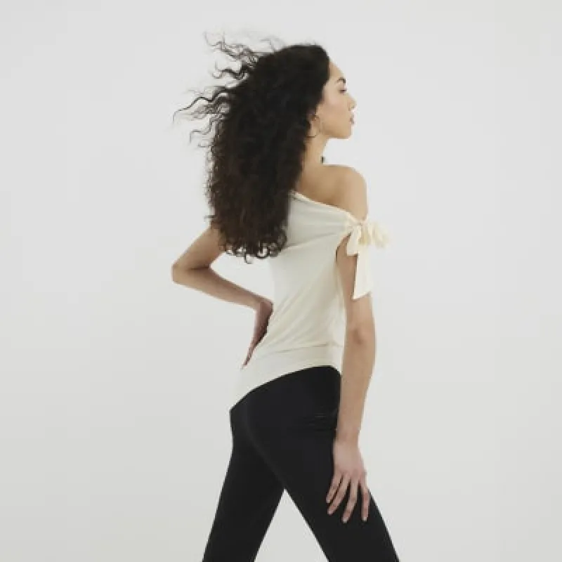 Cream Drape Tie Knot Asymmetric Top sold by River Island