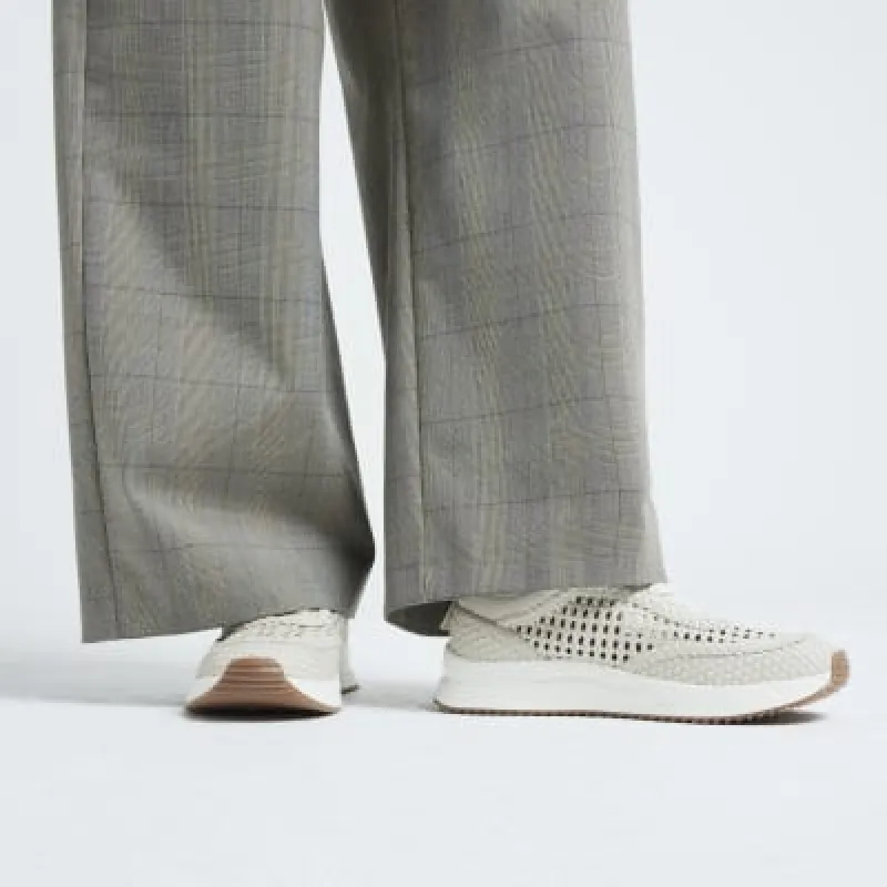 Cream Woven Lace Up Trainers sold by River Island